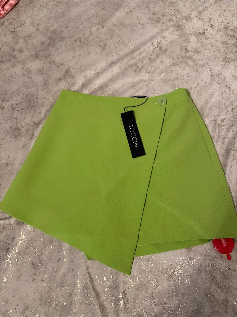 Toccin Lime Green Wrap Mini Skirt